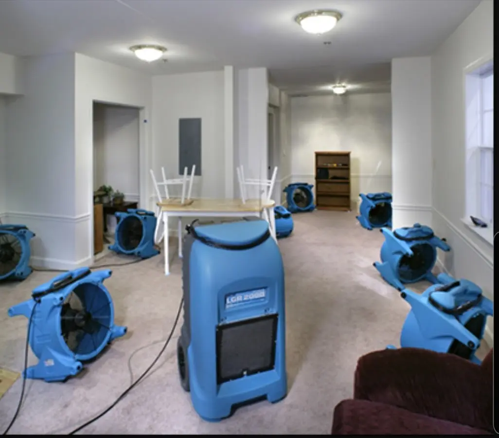 Air movers and dehumidifier setup for Water Extraction & Removal in Lakeport