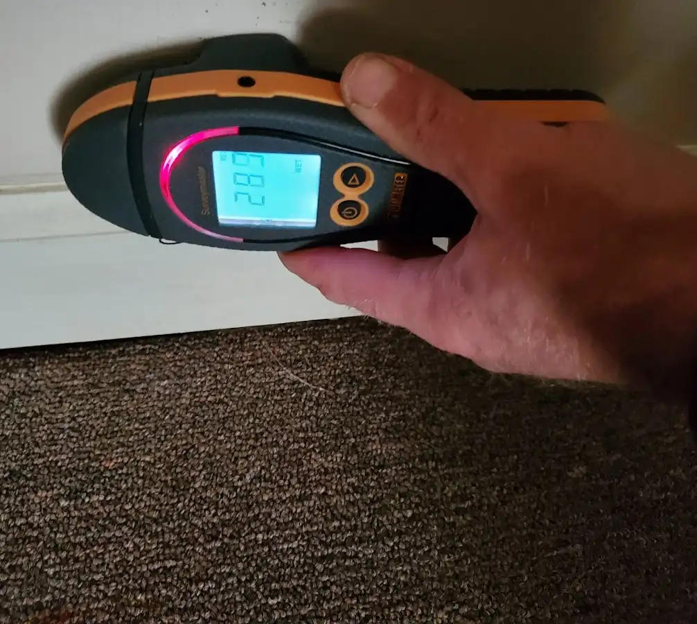 Moisture detection at baseboard during Sewage Cleanup & Sanitation in Lakeport